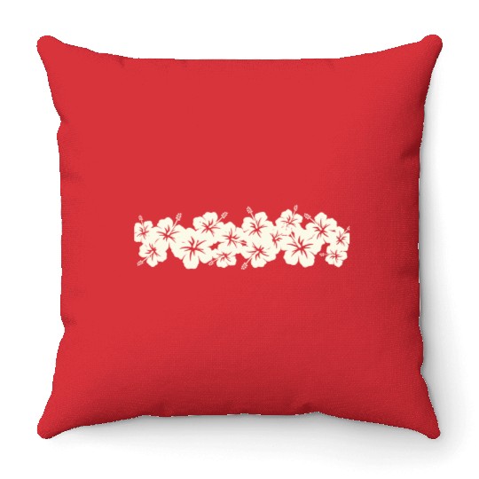 Surfer Style Floral Hibiscus Flower Row 1970S Throw Pillows