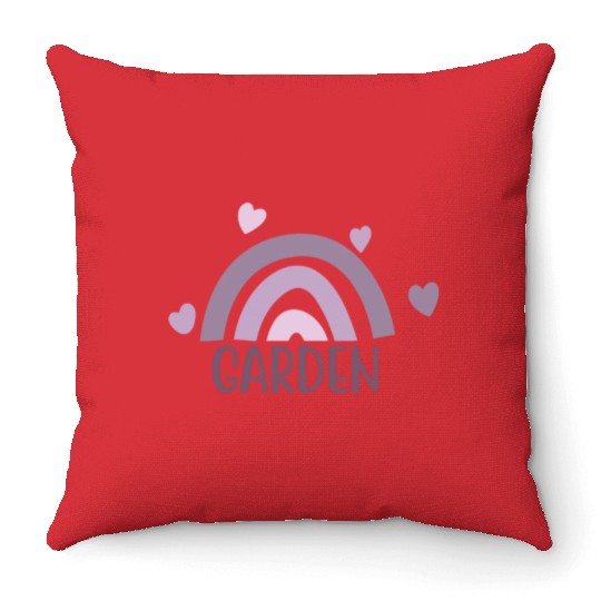 Garden Quotes With Rainbow Design Throw Pillows