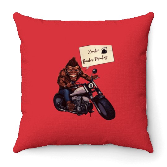 zombie Raider Monkey Throw Pillows