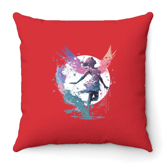 Dancing Watercolor Fairy Girls Dancer Ballet Butte Throw Pillows