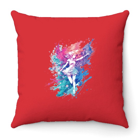 Watercolor Fantasy Fairy Grunge Pastel Goth Butter Throw Pillows
