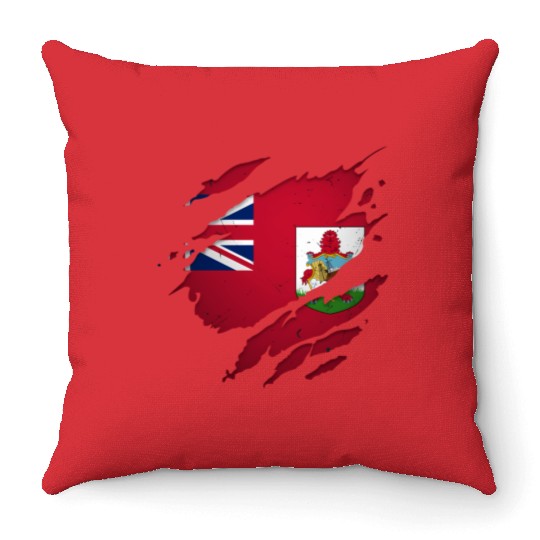 Proud Bermudians Torn Ripped Bermuda Flag Throw Pillows