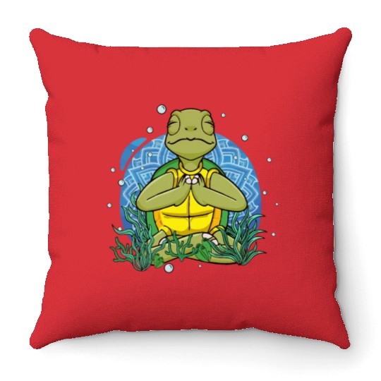 Meditating Sea Turtle Gift Yoga Zen Meditation Throw Pillows