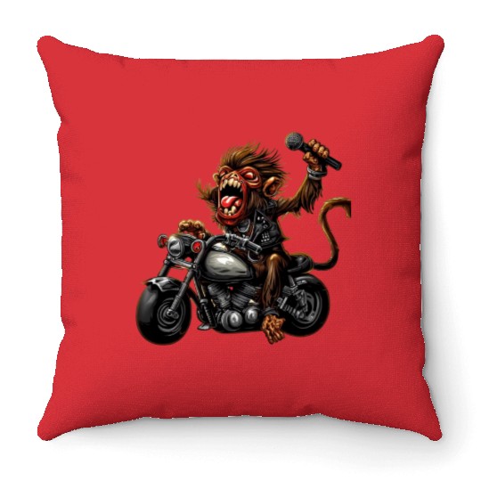 zombie Raider Monkey Throw Pillows