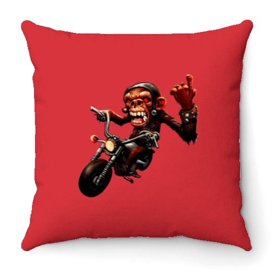Zombie Raider Monkey Rockstar Throw Pillows