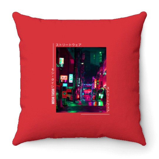 Japanese Cyberpunk Tokyo Streetwear Aesthetic Throw Pillows