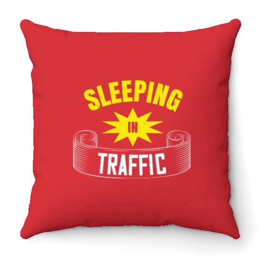 Sleeping In Traffic Throw Pillows