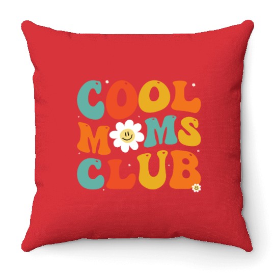 Cool Moms Club Groovy Hippie Theme Mother Day Throw Pillows