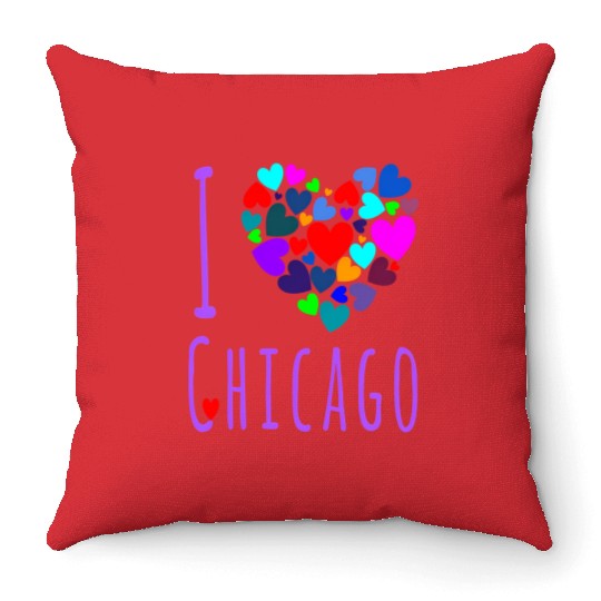 I Love Chicago Heart City Of Chicago Throw Pillows