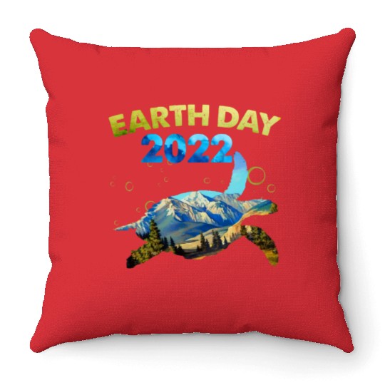 Sea Turtle Earth Day Everyday 2022 Planet World Throw Pillows