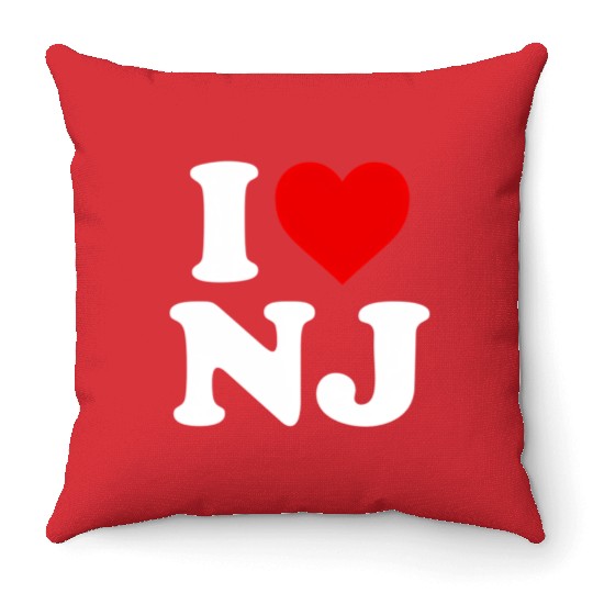 I Love Nj Heart New Jersey Throw Pillows
