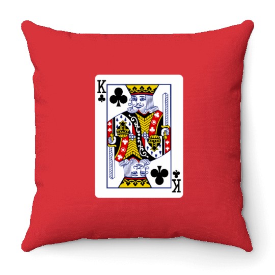 King Of Clubs Playing Card Throw Pillows