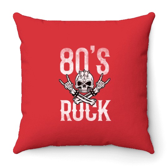 80S Rock And Roll Distressed Music Guitar Band Throw Pillows