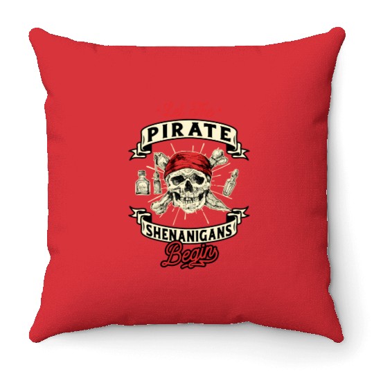 Let The Pirate Shenanigans Begin - Crossbones Throw Pillows