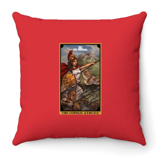 The Goddess Athena The Emperor Tarot Card Greek Throw Pillows
