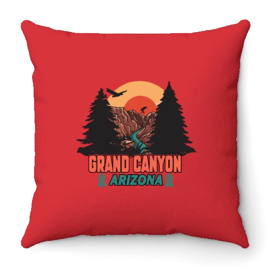 Grand Canyon Arizonna National Park Illustration Throw Pillows