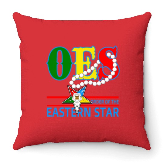 Oes Star Necklace Order Of The Eastern Star Throw Pillows