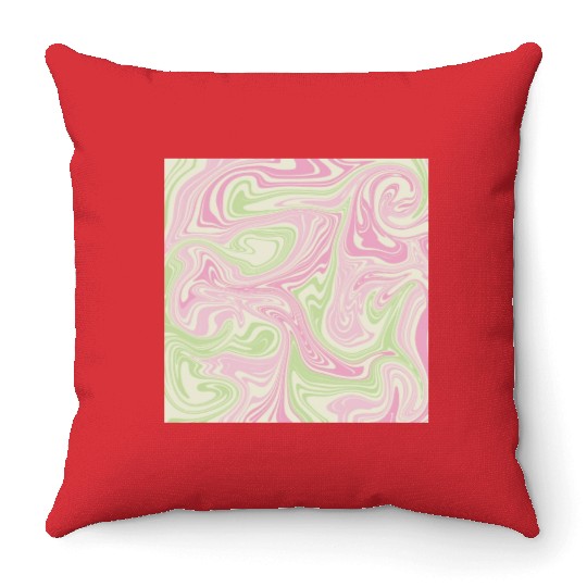 Psychedelic Swirl Green Pink Pattern Throw Pillows