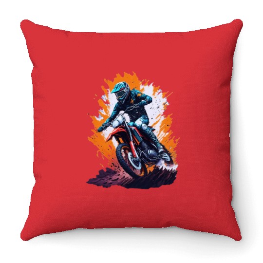 MotoCross Splash Throw Pillows