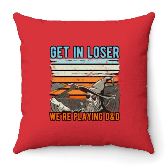 Vintage Retro Old Man Get In Loser We're Playing Throw Pillows