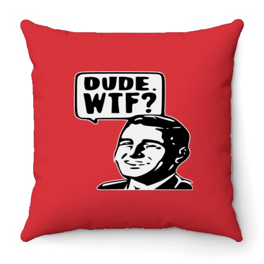 Dude WTF ©WhiteTigerLLC.Com LIKE US ON FACEBOOK Throw Pillows