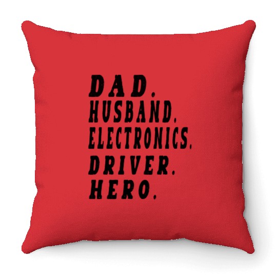 Father's day funny Dad Husband Electronics hero Throw Pillows