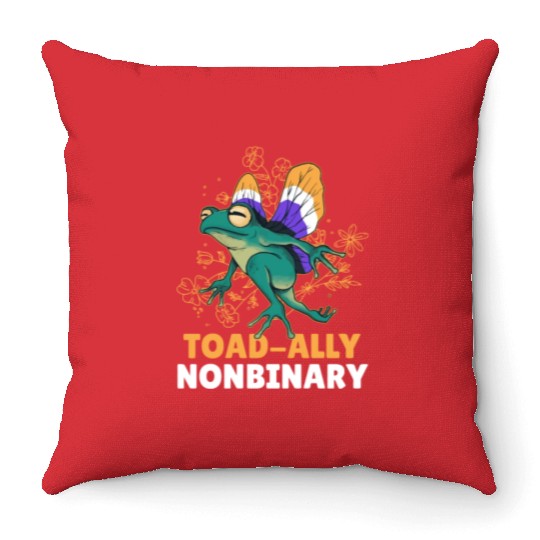 Toad-Ally Nonbinary Throw Pillows