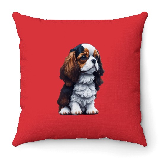 Cavalier King Charles Spaniel Dog Puppet Throw Pillows