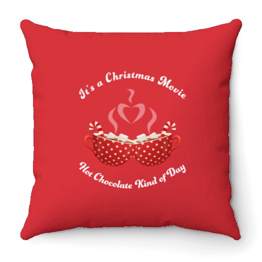 Christmas Movies Hot Cocoa Lover Throw Pillows