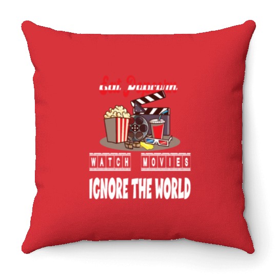 Eat Popcorn Watch Movie Ignore The World Throw Pillows