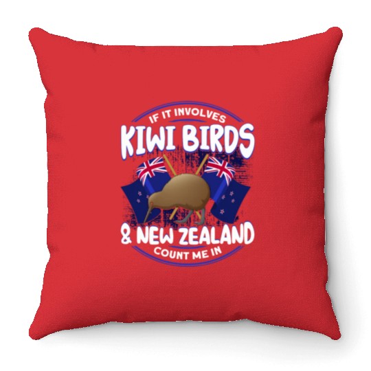 Bird Lover Endangered Species Kiwi Bird Throw Pillows