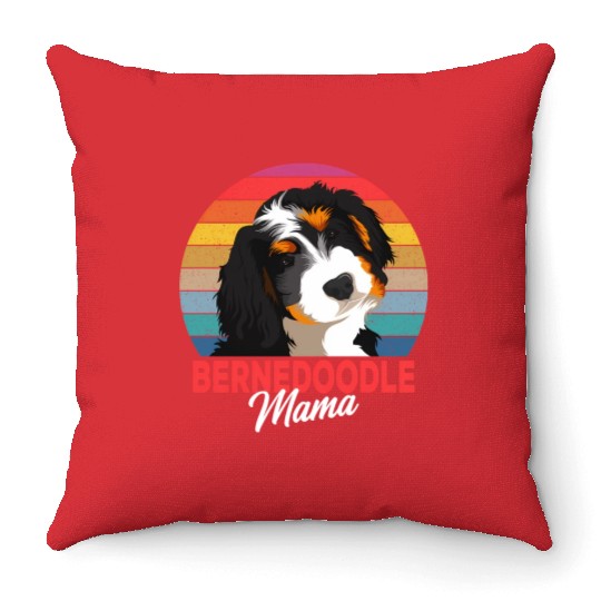 Bernedoodle Mama Dog Mom Owner Throw Pillows