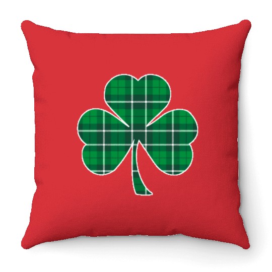 St Patric Day Irish Green Buffalo Plaid Shamrock Throw Pillows
