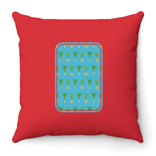 leek and onion pattern Throw Pillows