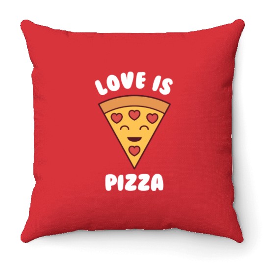 Love is Pizza Toddler Valentines Day Kawaii Pizza Throw Pillows