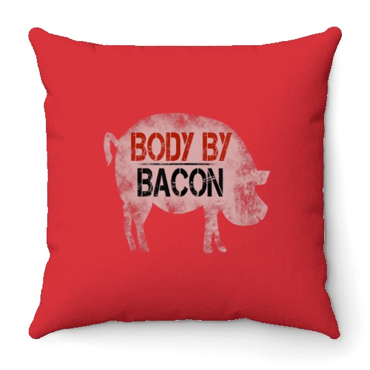 Bacon Big Body Pig Pork Tees Throw Pillows