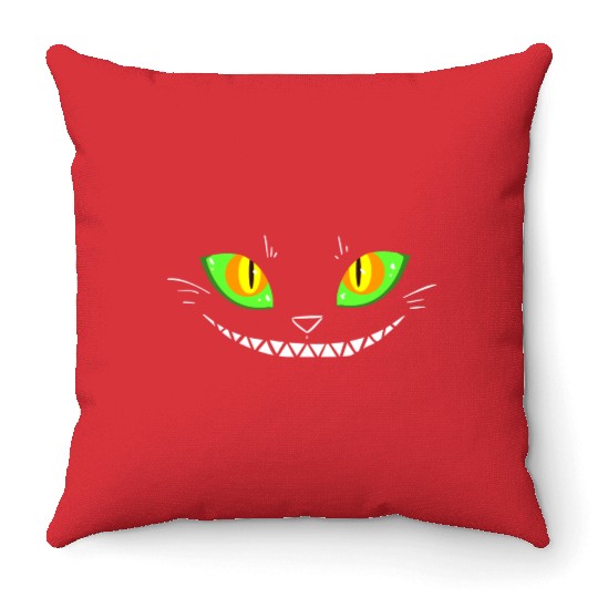 Creepy Cat Face Throw Pillows