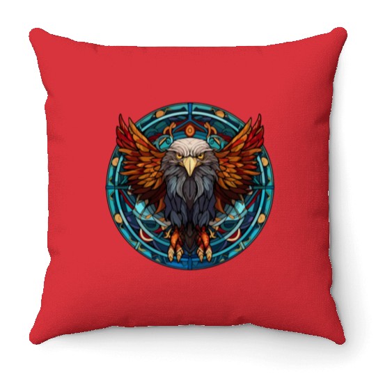 Stained Glass Eagle (1 of 4) Throw Pillows