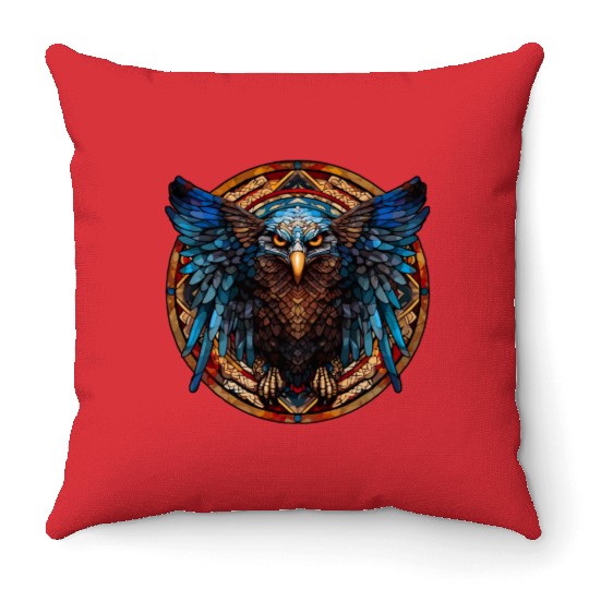 Stained Glass Eagle (4 of 4) Throw Pillows