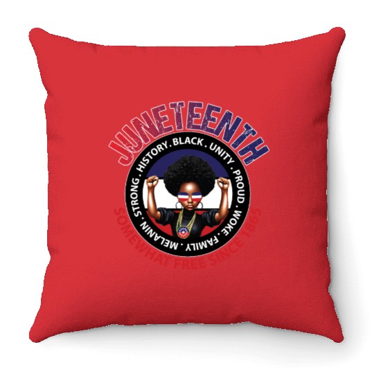 Juneteenth Red White and Blue Power Throw Pillows