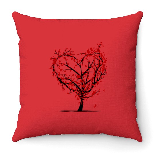 Red and Floral Heart Throw Pillows