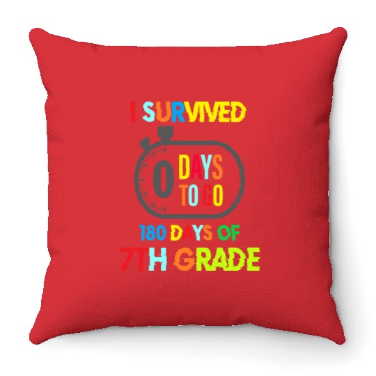 I Survived 180 Days of 7th Grade Throw Pillows