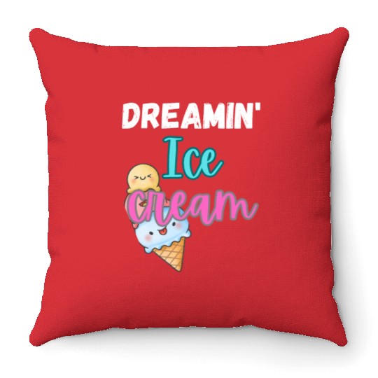 Dreamin' Ice Cream Summer Design Throw Pillows