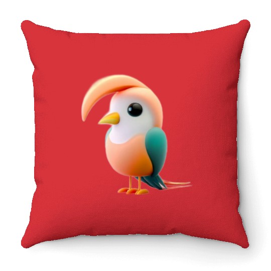 Cute Bird of Paradise 3D Render Throw Pillows