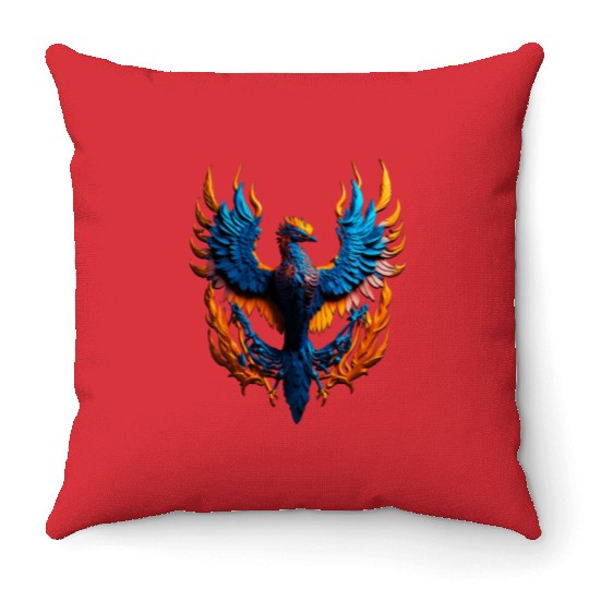 Neon Phoenix Throw Pillows