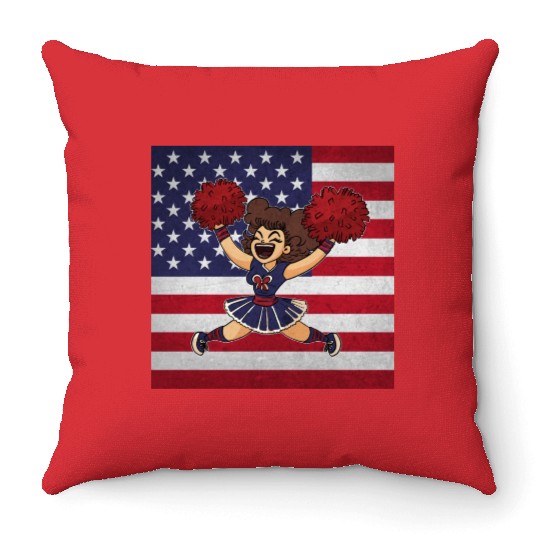 Cheerleading Cheerleader Us Flag Throw Pillows