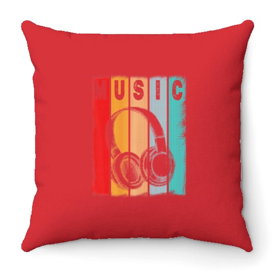 Electronic Music Lover DJ Vintage Retro Throw Pillows