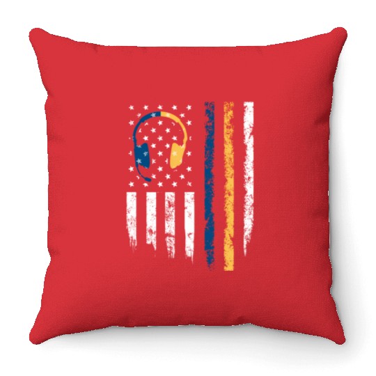 Gold Blue Line 911 Police Dispatcher First Throw Pillows