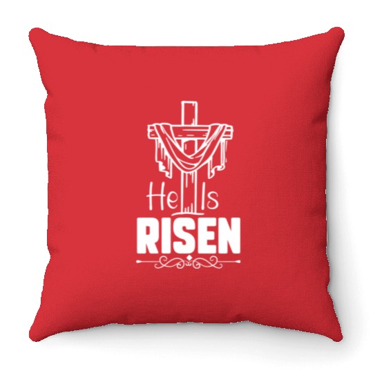 He Is Risen Jesus Christ Resurrection Happy Throw Pillows