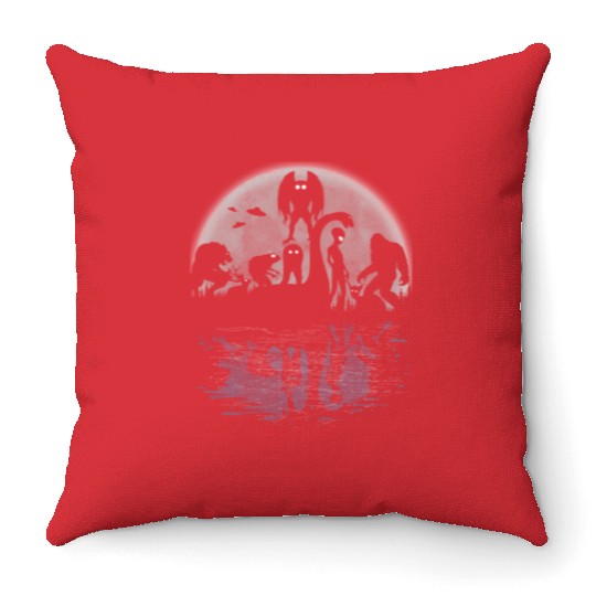 Bigfoot Loch Ness Monster Moth And Aliens Cryptid Throw Pillows